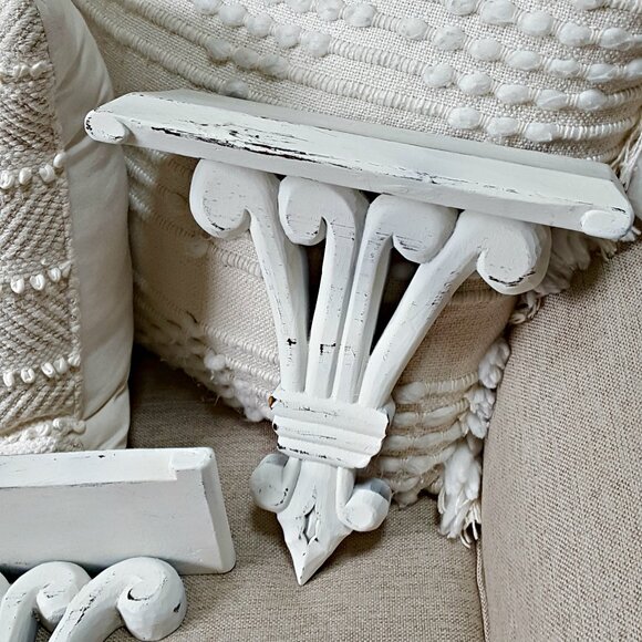 SHABBY Distressed CHIC WOOD WALL SHELVES - Picture 1 of 5